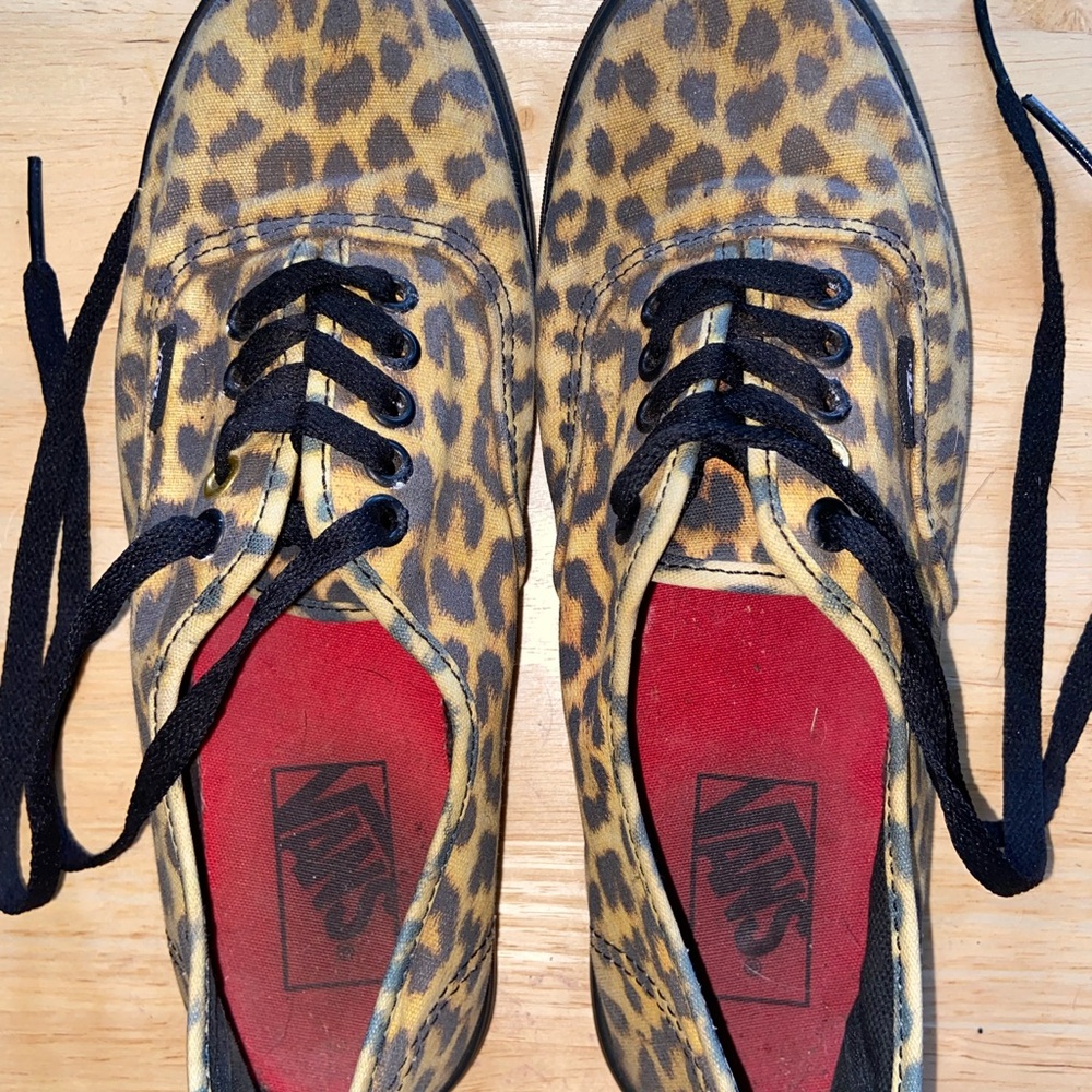 Vans Brown and Black Sneakers with Animal Print